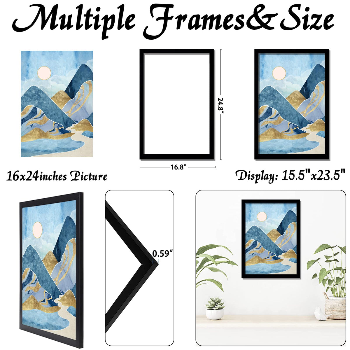 Keibiubu 16x24 frame holds a portrait photo with easy load.