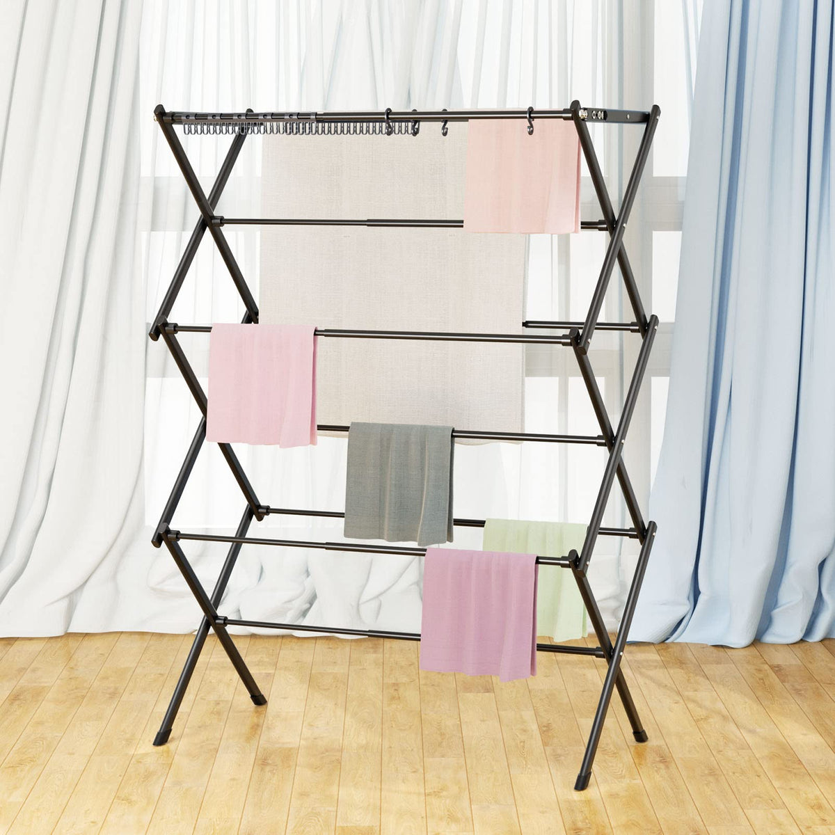KeingGcopr drying rack extended to 40 inches for wide drying area
