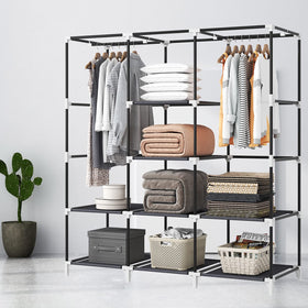 KEKIWE closet features eight shelves for bags, hats, and accessories.