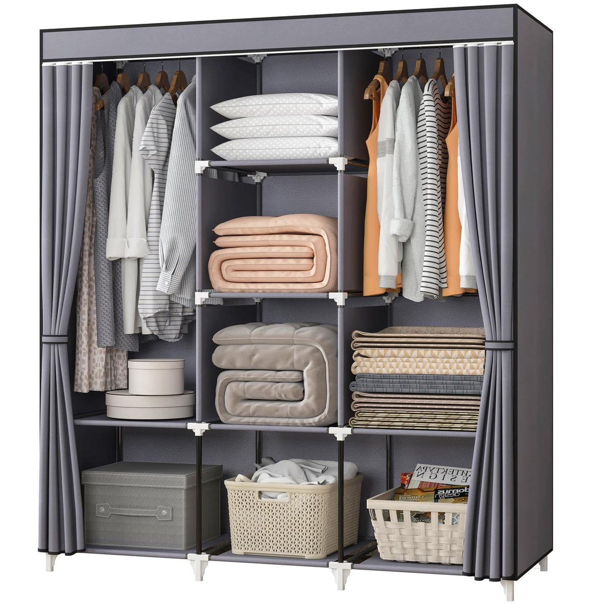KEKIWE portable closet with 51-inch wardrobe for ample outfit storage and easy access.