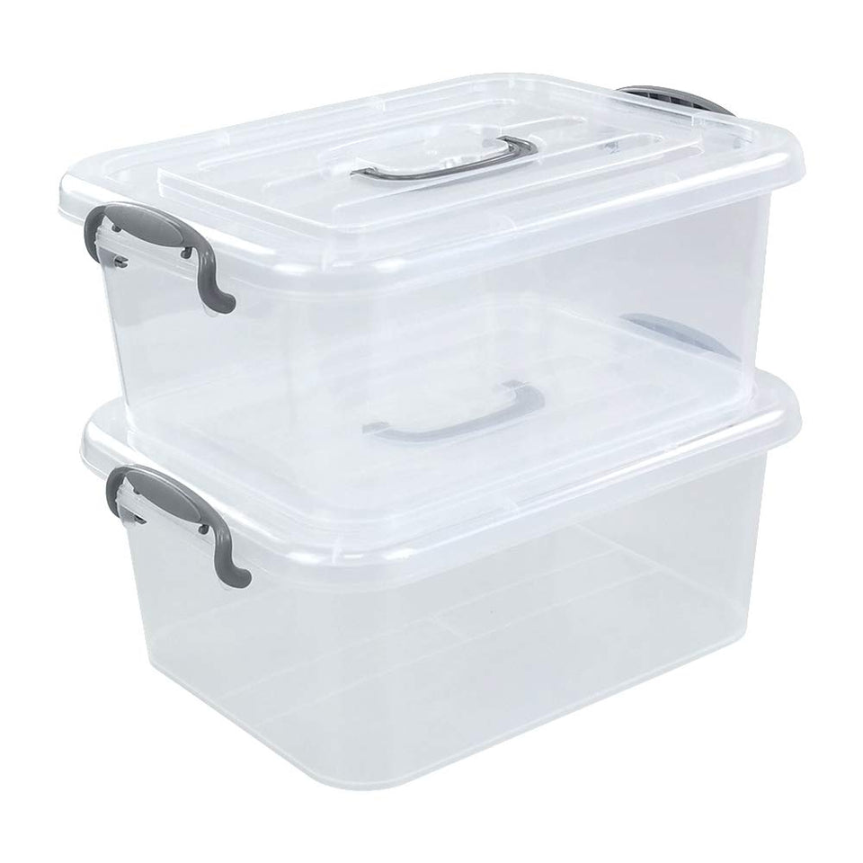 Kekow clear storage latch box 2-pack base view for quick content check