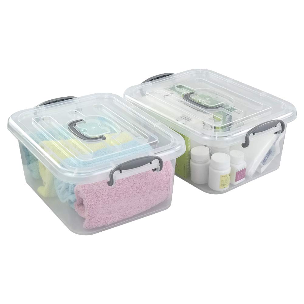 Kekow clear storage latch box 2-pack lid-on view shows secure closure