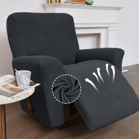 KEKUOU recliner cover in charcoal color complements decor while shielding upholstery.
