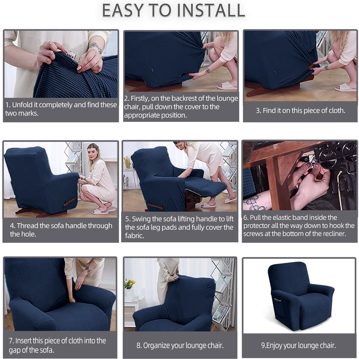 Elastic bottom ensures KEKUOU cover stays secure on recliner