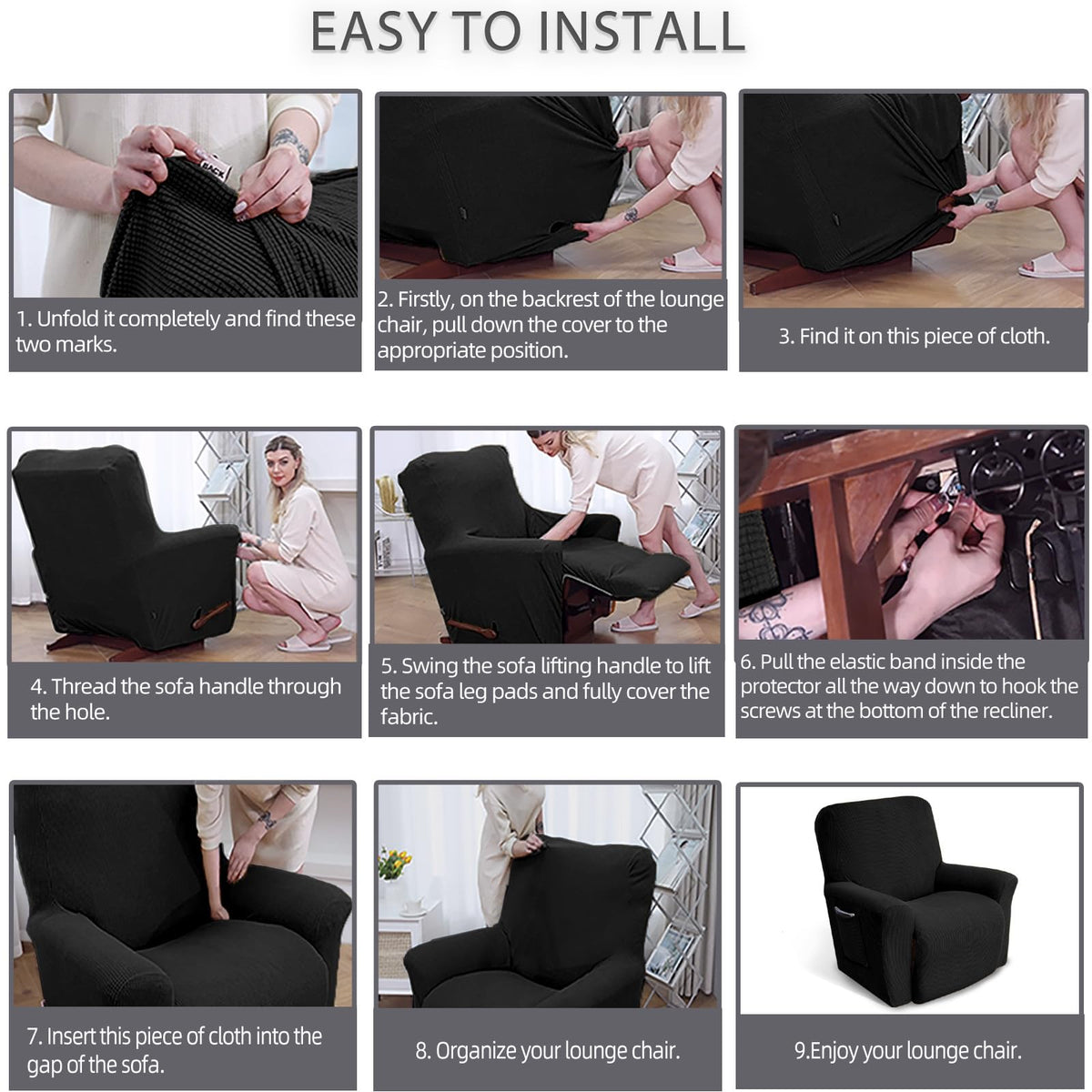 KEKUOU recliner cover ready for machine washing for simple care