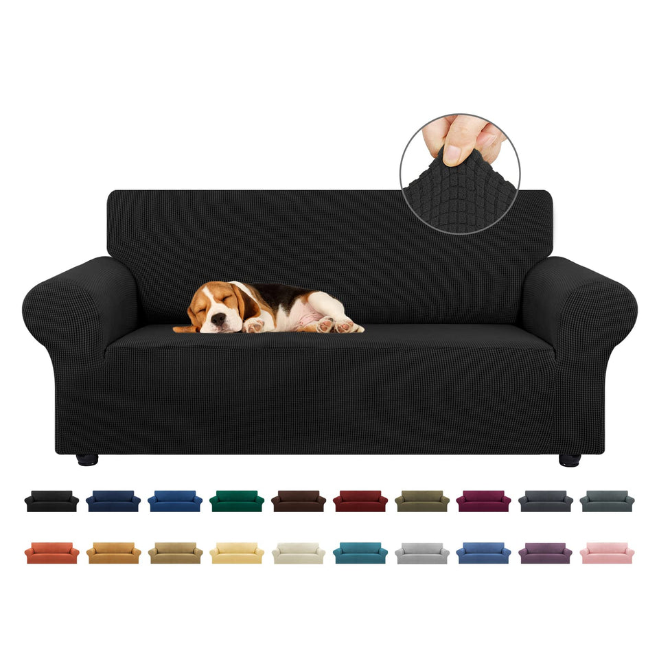 KEKUOU stretch loveseat cover close-up fabric texture showing durability