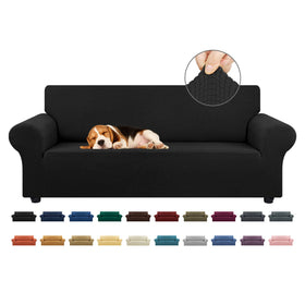 KEKUOU stretch sofa cover 78-94 inch with elastic bottom for a secure fit.