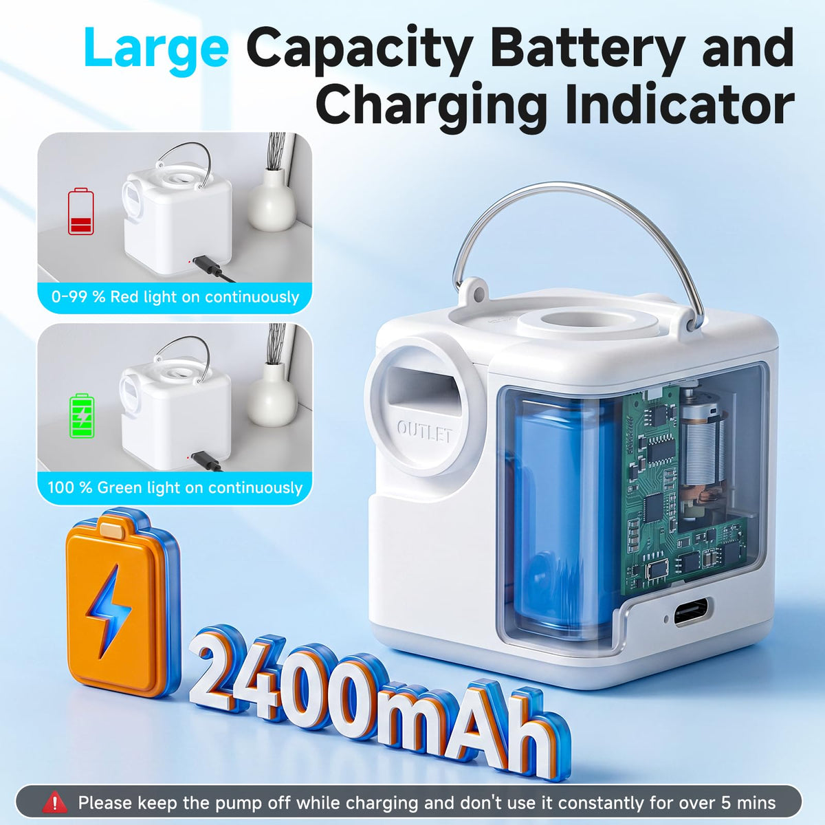 Kelirao air pump with five nozzle types for versatile inflatables