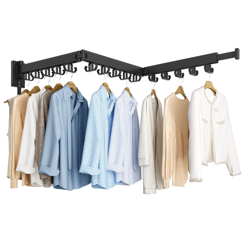 Kelisiting tri-fold drying rack extended for a spacious laundry surface.
