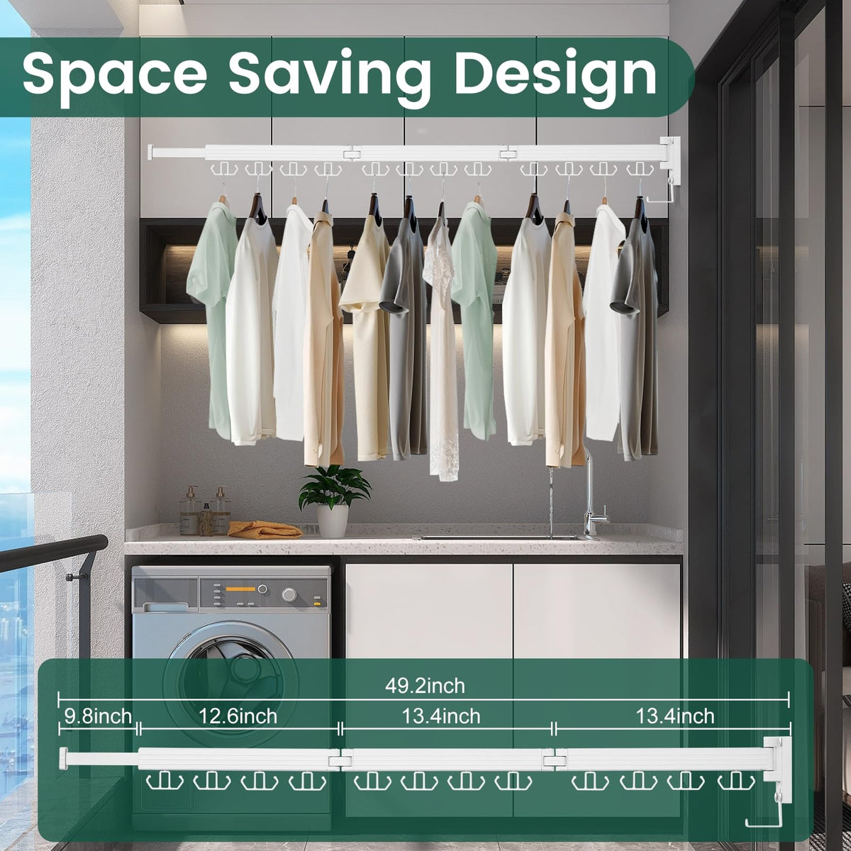 Kelisiting tri-fold drying rack extended for expansive clothing air-drying