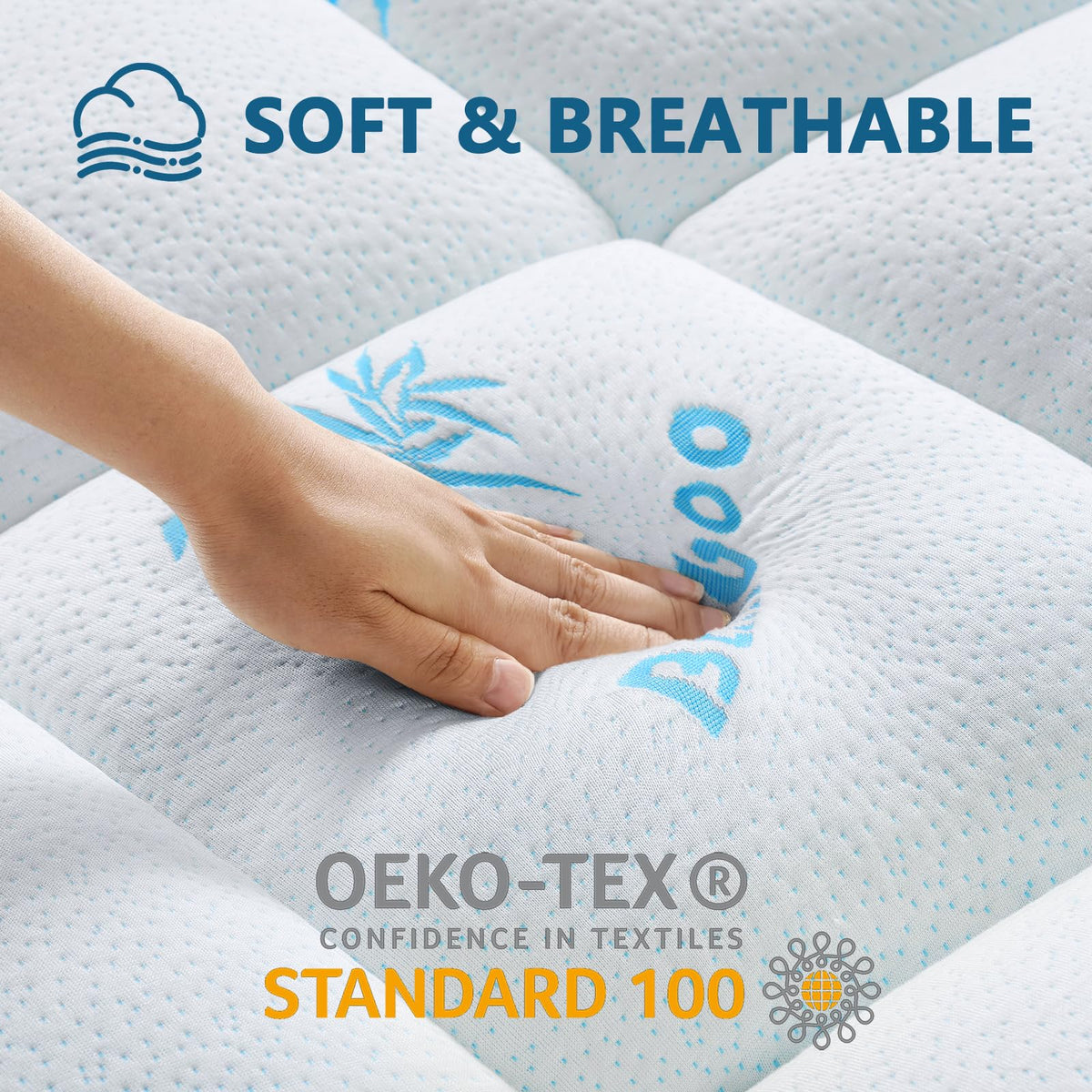 KELTARO full-size topper with 8-21 inch deep pocket securing fit.