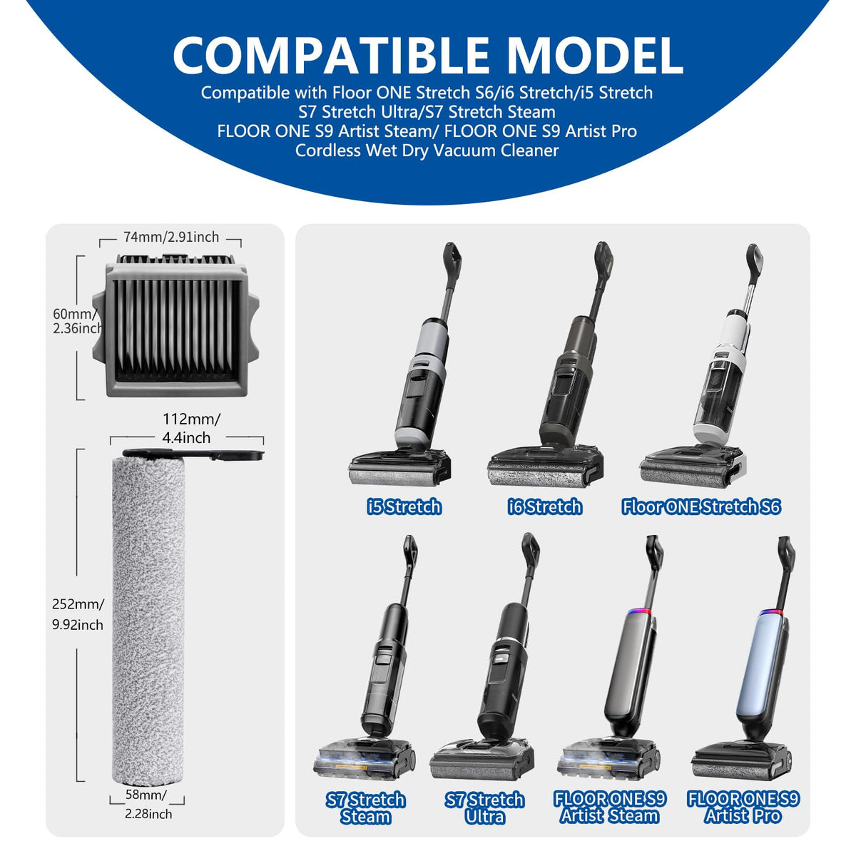 Keluke Stretch filter ensuring strong suction and filtration.
