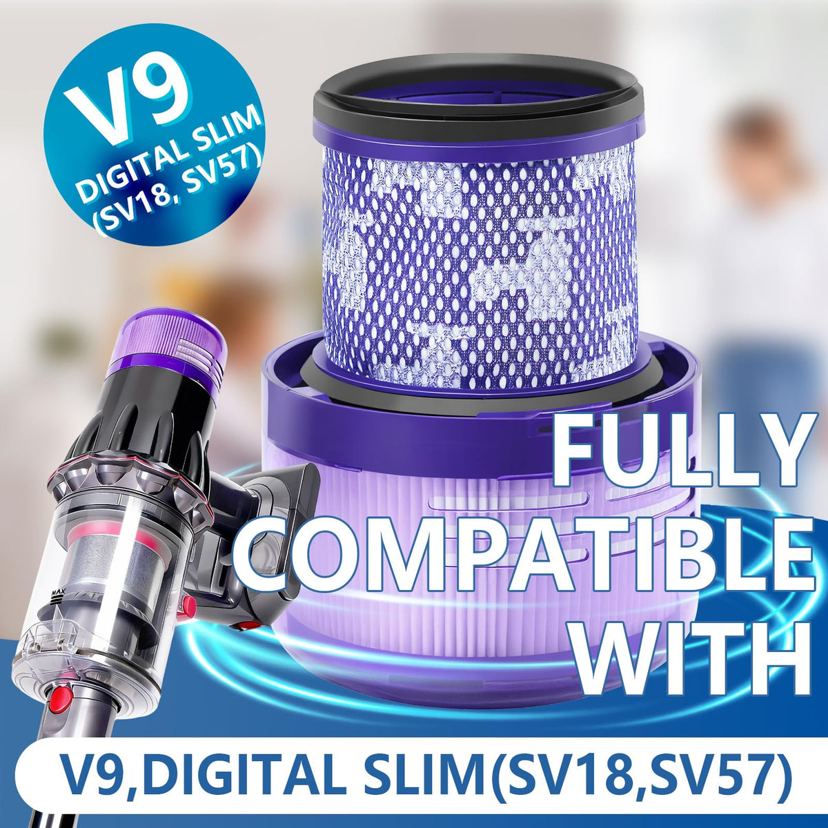 Keluke V9 filter front view ensures precise fit and easy installation.