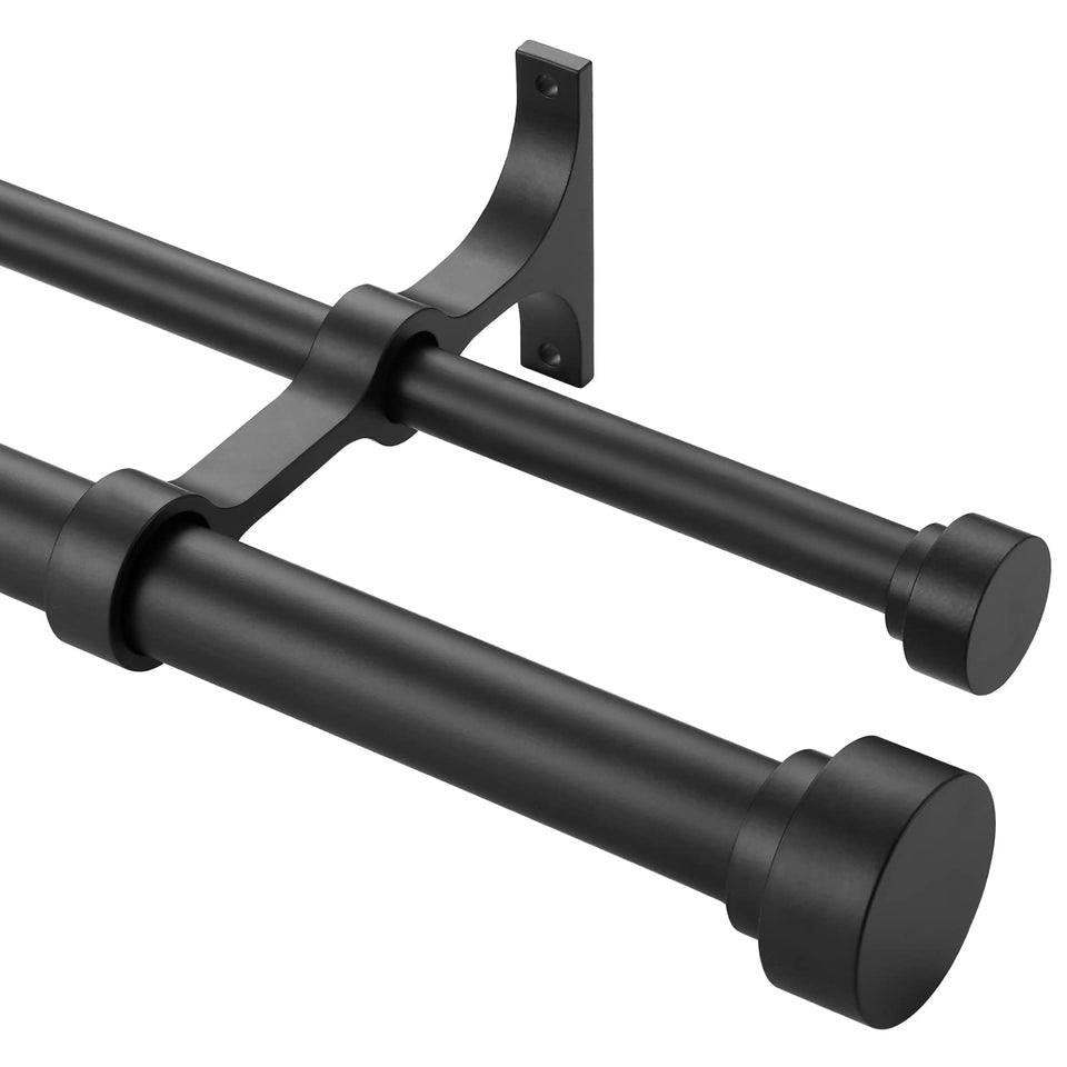 Kemmie heavy-duty curtain rod assembly shows robust telescoping design for wide windows