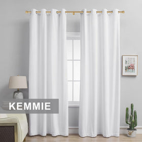 Kemmie curtain rods hidden-base bracket provides a clean, screw-free look.
