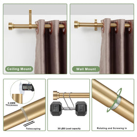 Kemmie heavy-duty rod with brackets supports heavier drapes without sag.