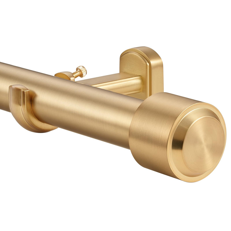 Kemmie heavy-duty curtain rods close-up end cap showing sturdy finish and premium construction.