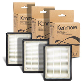 Kenmore K3010 HEPA three-pack filters front view for easy upright vacuum replacement