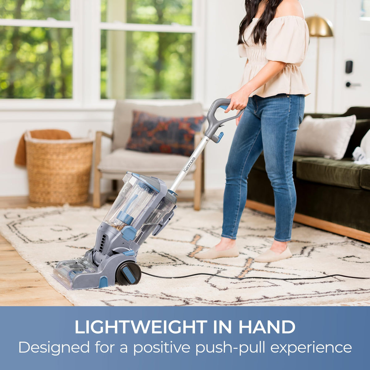 Kenmore KW4010 lightweight handling highlighting easy push-pull operation