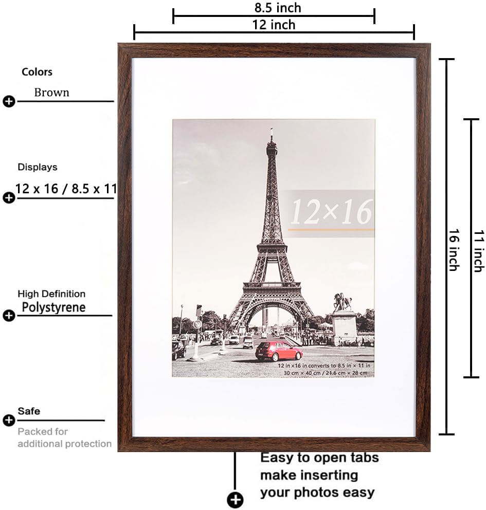 Kennethan 12x16 frame with mat holds 8.5x11 photos neatly