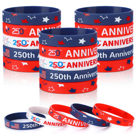 Kenning 250th anniversary bracelet with flag pattern, ideal as Independence Day party favors.