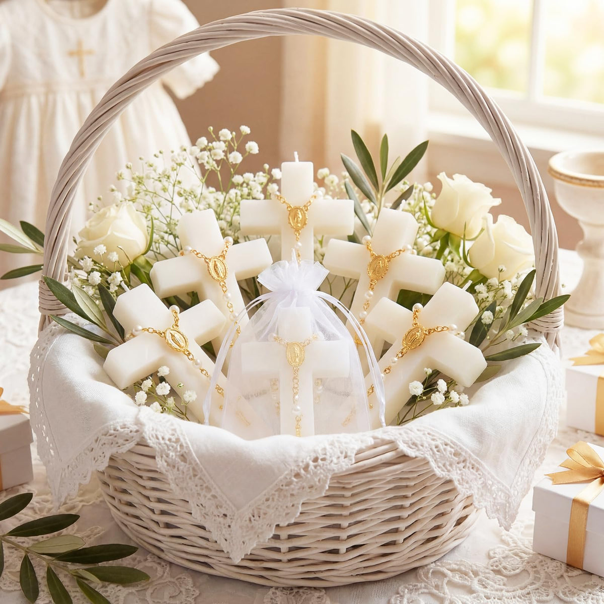 Kenning baptism favors with precise candle size for ceremonies