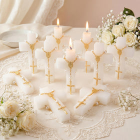 Kenning cross candles for baptism, 24-piece set, ideal guest keepsakes