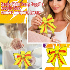 Kenning bow softball charm; playful and functional for fans and players.