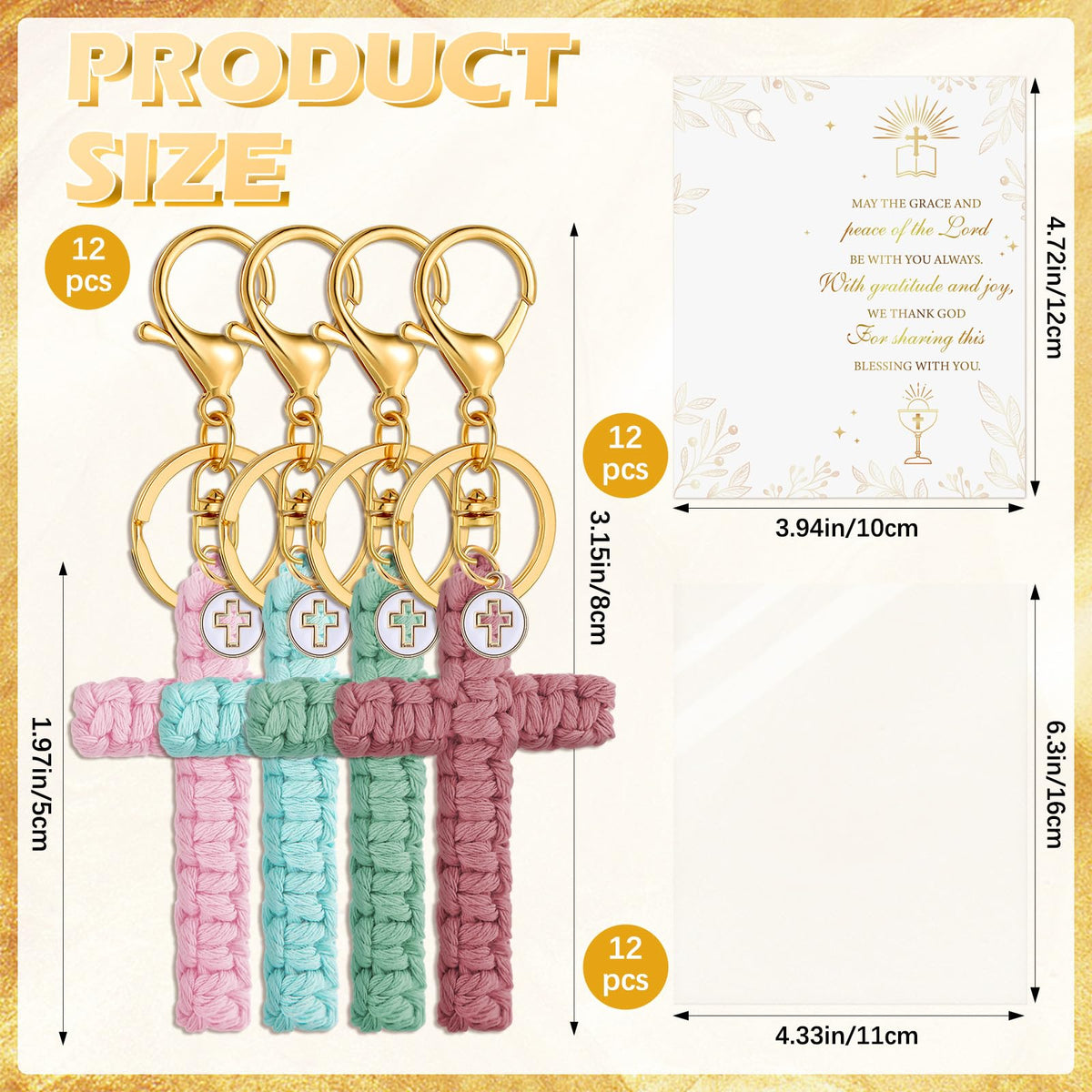 Kenning cross keychain blue crochet, perfect first communion keepsake
