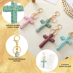 Kenning cross keychain green crochet, pastel Easter party favor