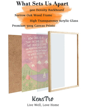 KensTro natural oak frame 12x16 wall art with warm finish.