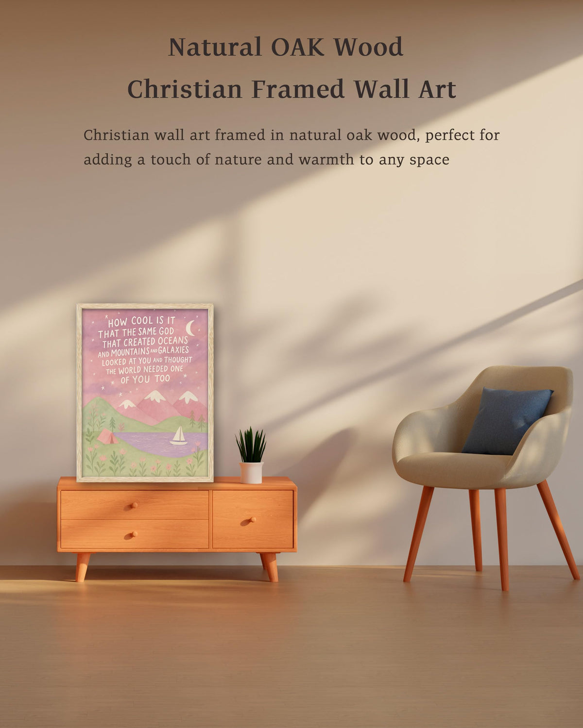KensTro pink mountain nursery wall art brightens a cozy nursery.