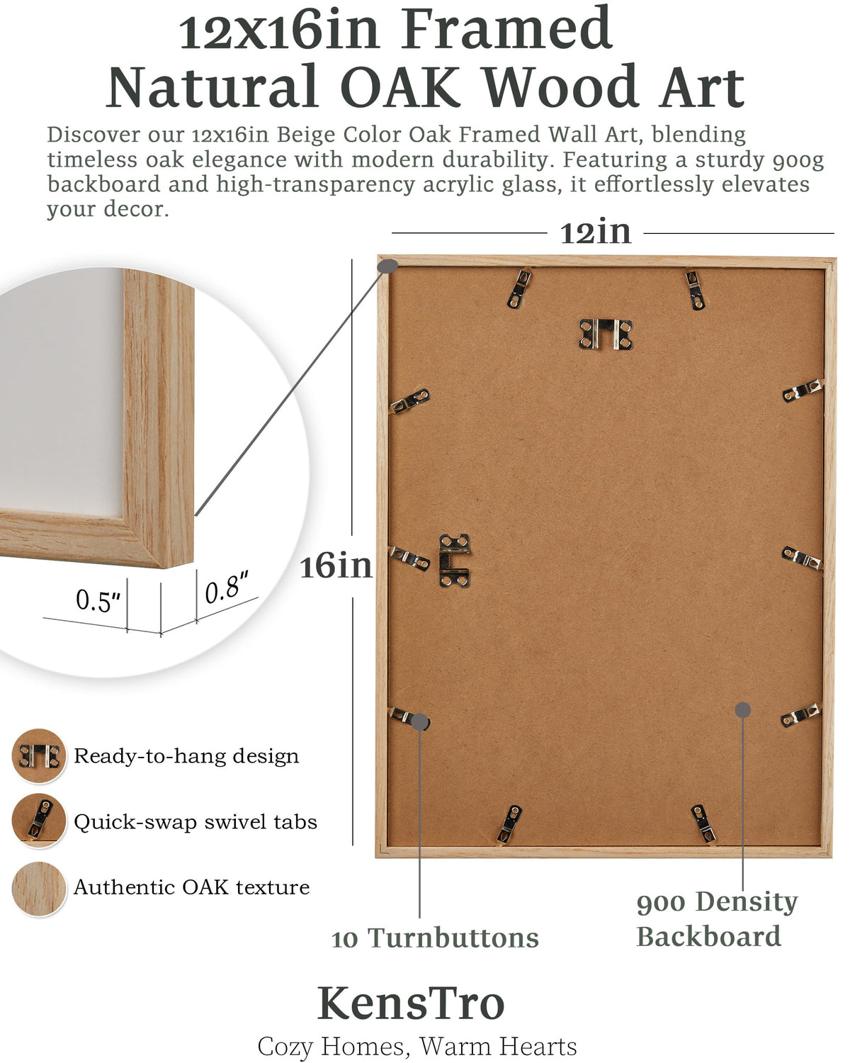 KensTro ready-to-hang wall art with simple setup.