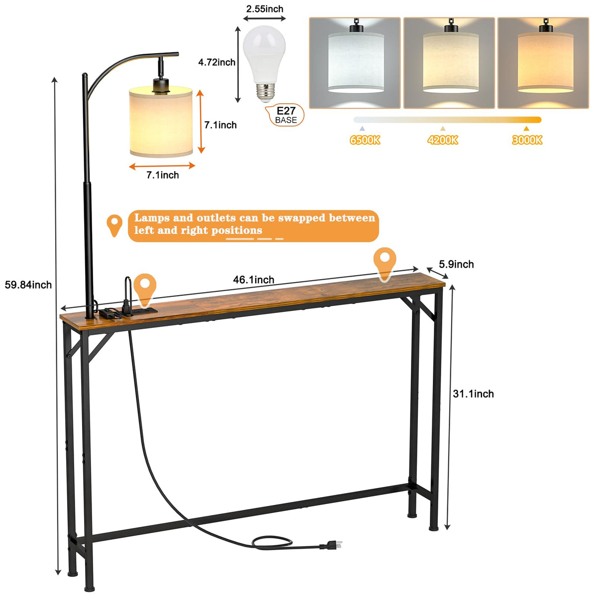 Keomaisyto Skinny Console Table used in entryway or hallway with lighting