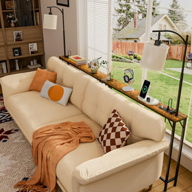 Keomaisyto Skinny Console Table in a living room setup with lamp and outlets