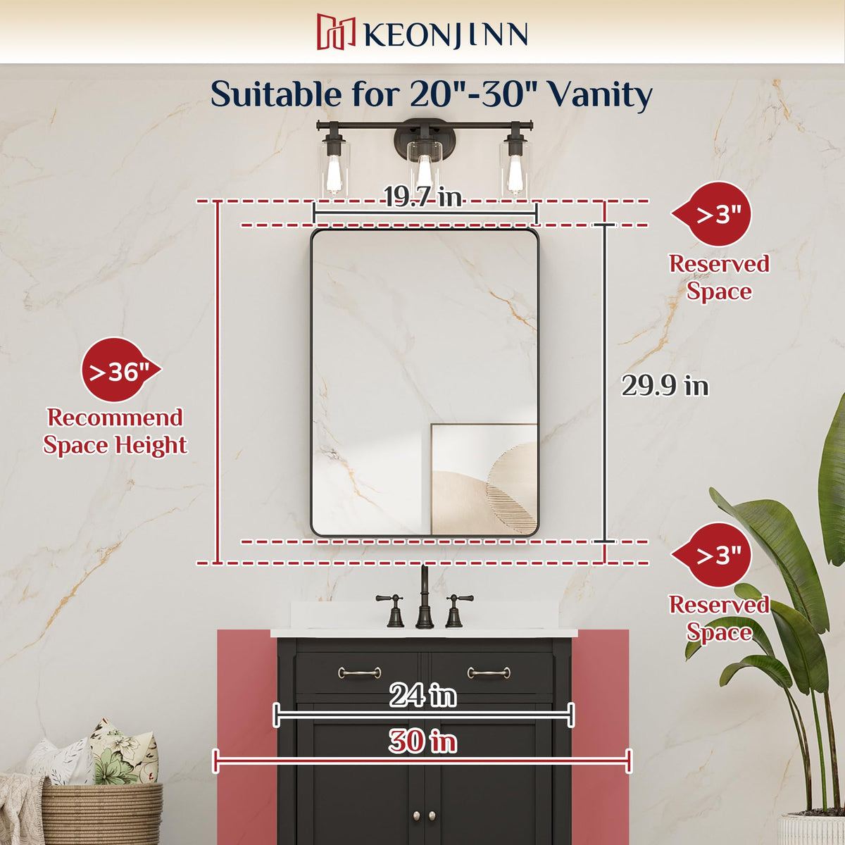 Keonjinn 4mm tempered glass provides clear, distortion-free reflections for daily grooming
