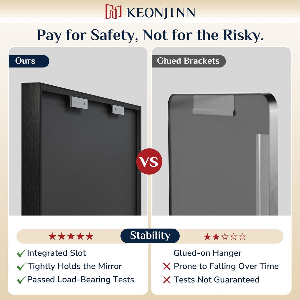 Keonjinn aluminum-frame mirror remains sturdy and corrosion-resistant in humid bathrooms
