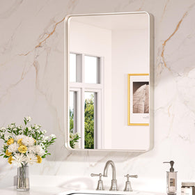 Keonjinn 20x30 brushed-nickel bathroom mirror above sink for modern style
