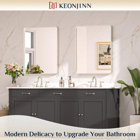Keonjinn brushed nickel bathroom mirror with sleek texture for durable wall style