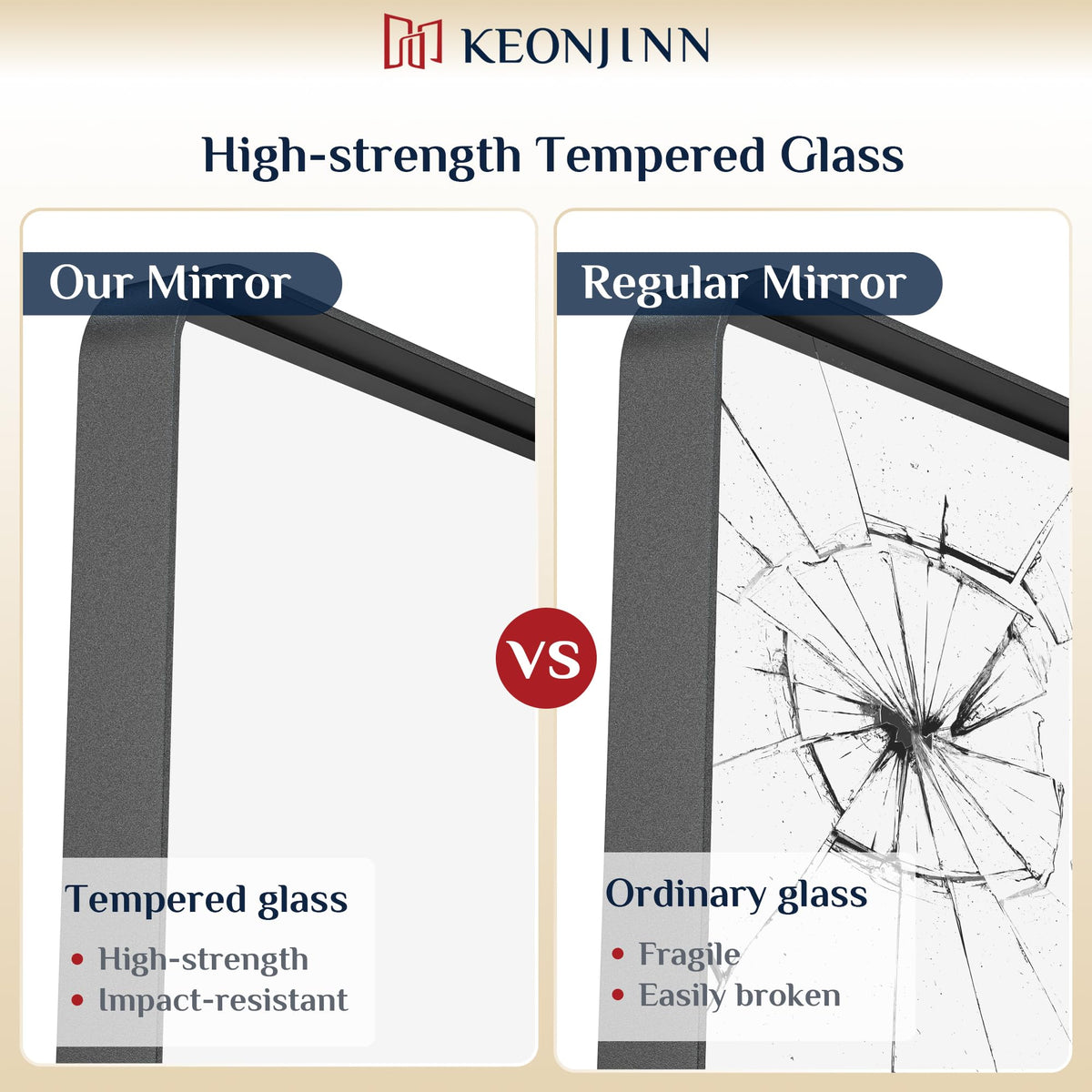 Keonjinn brushed nickel frame detail complements premium bathroom décor