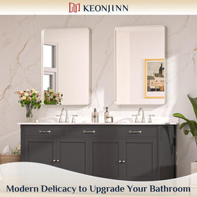 Keonjinn 24x36 mirror offers a flush, space-saving wall installation.