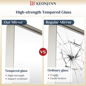 Keonjinn mirror with integrated slot design for secure, easy installation.