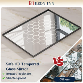 Keonjinn modern farmhouse mirror enhances vanity areas with a clean timeless silhouette