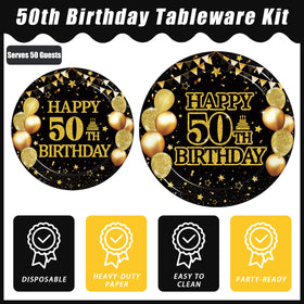 Kepeel 50th birthday napkins black and gold, keeps celebrations tidy and stylish.