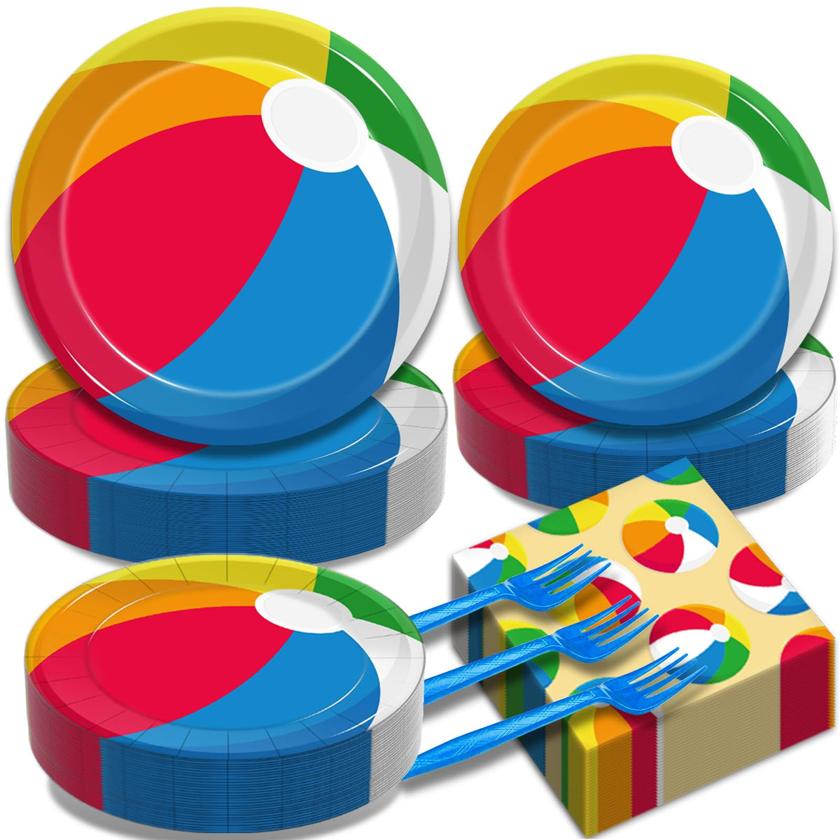 Kepeel beach-ball dinner plates add color to pool party tables