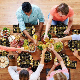 Kepeel black gold disposable tableware for easy cleanup.