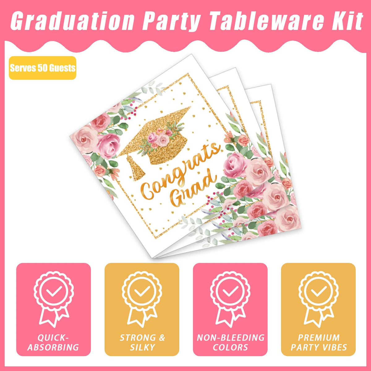 Kepeel pink floral graduation forks 6-1-2in for easy serving