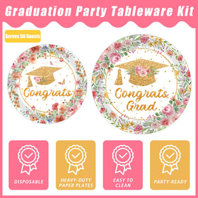 Kepeel pink floral graduation napkins 13in for coordinated party design
