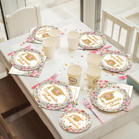 Kepeel pink floral graduation set packaged for easy party prep