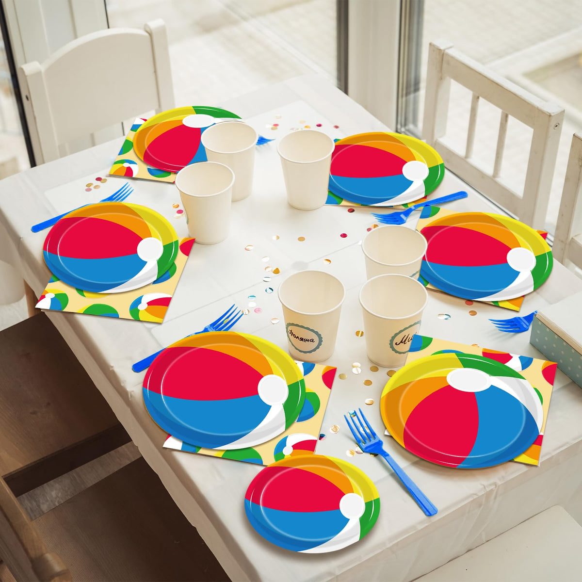 Kepeel summer pool party table setup showcases cohesive decor